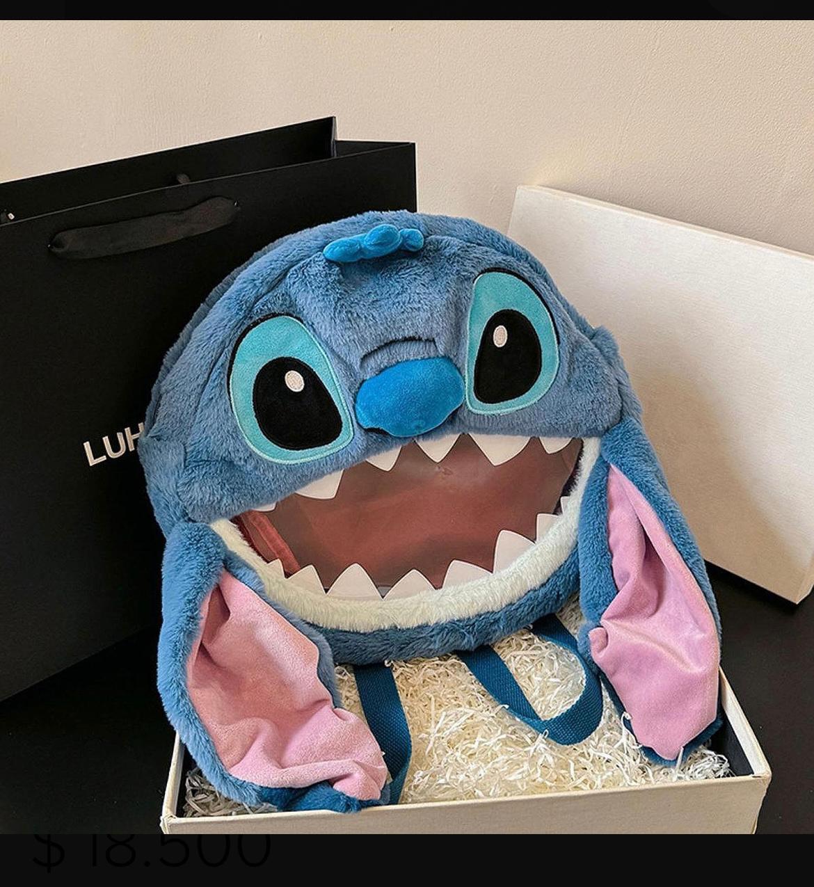 MORRAL MALETA CARA STITCH FELPA ESCOLAR